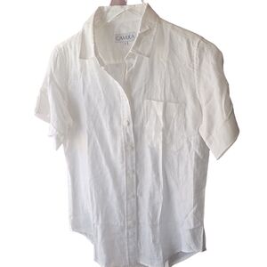 Ladies White Casual Button Down Shirt with Classic Collar